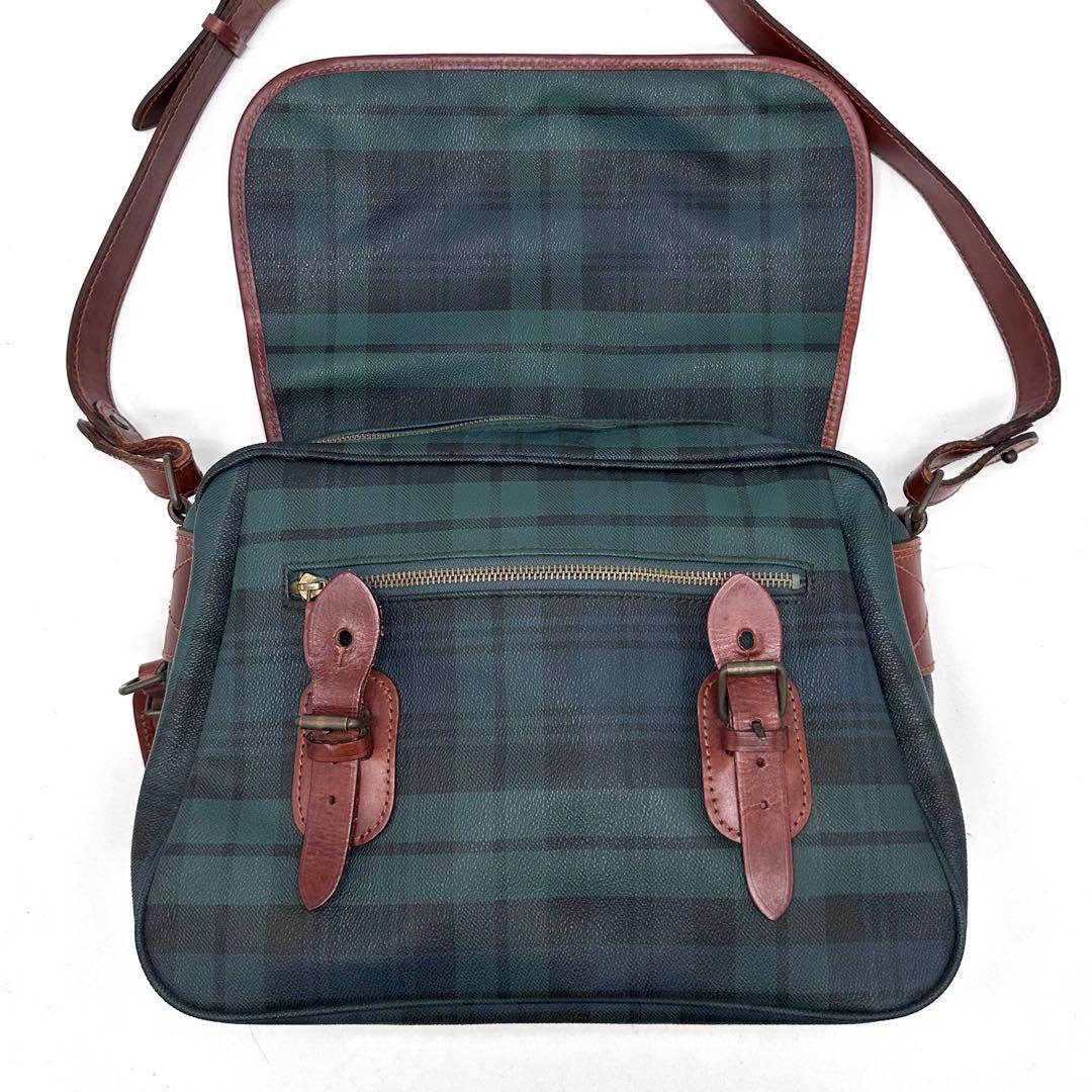 ポロラルフローレン メッセンジャーバッグ ブラックウォッチ PVC グリーン系