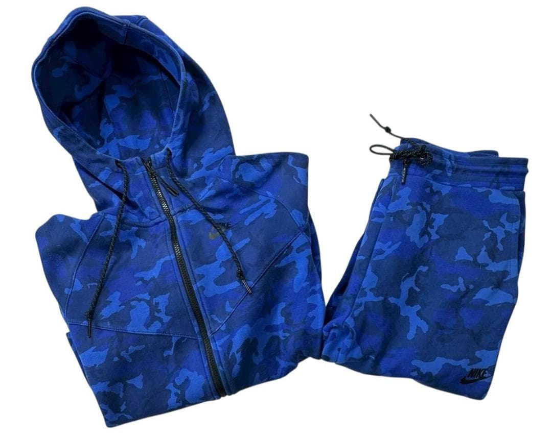ナイキ テックフリース セットアップ パーカー S パンツ M 青迷彩