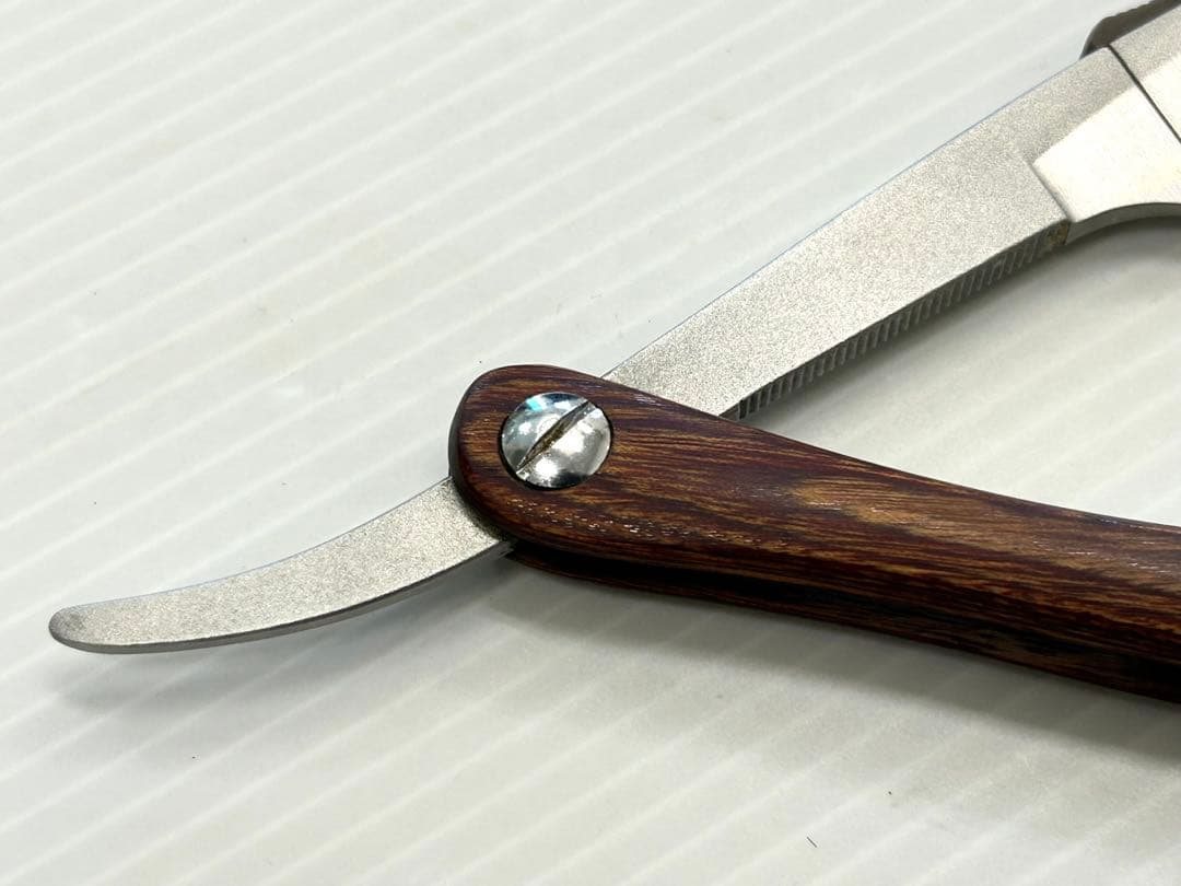 中古 美品 フェザー プロフェッショナル 木製ハンドル レザー