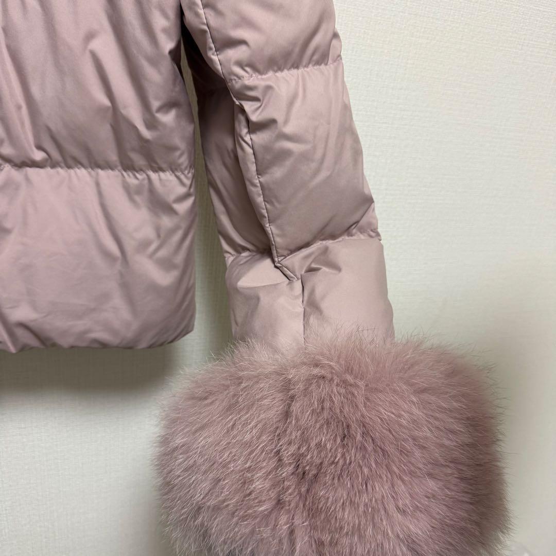 Gracecontinentalピンク袖リアルファー2wayフードダウンコート