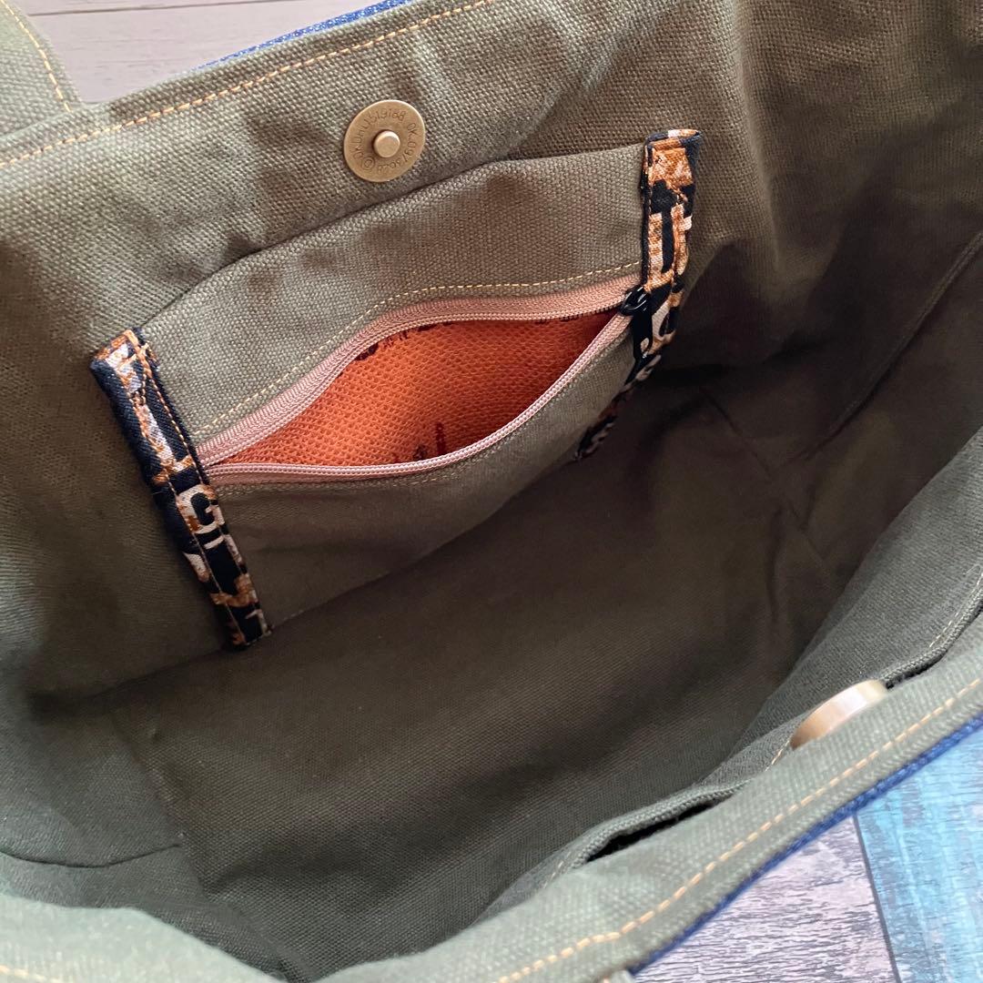 ◆デニム×ネイティヴ柄◆サイドポケット付き トートバッグ 他2点