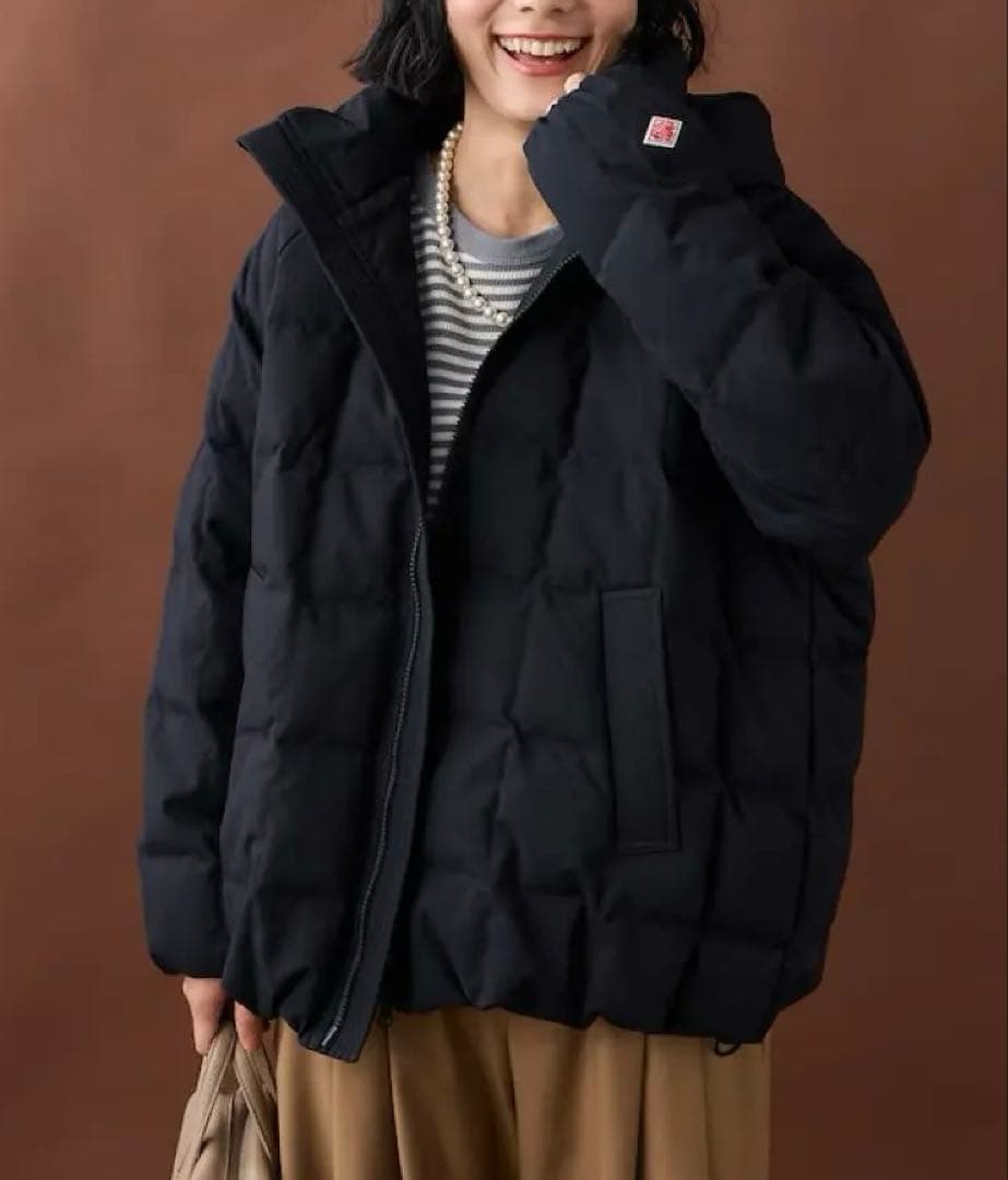 DANTON ホワイトグース ダウンジャケット スクエアキルト ブラック