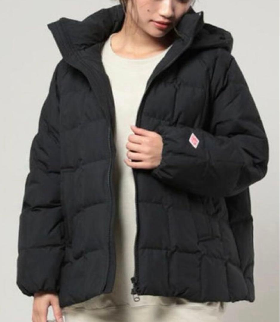 DANTON ホワイトグース ダウンジャケット スクエアキルト ブラック