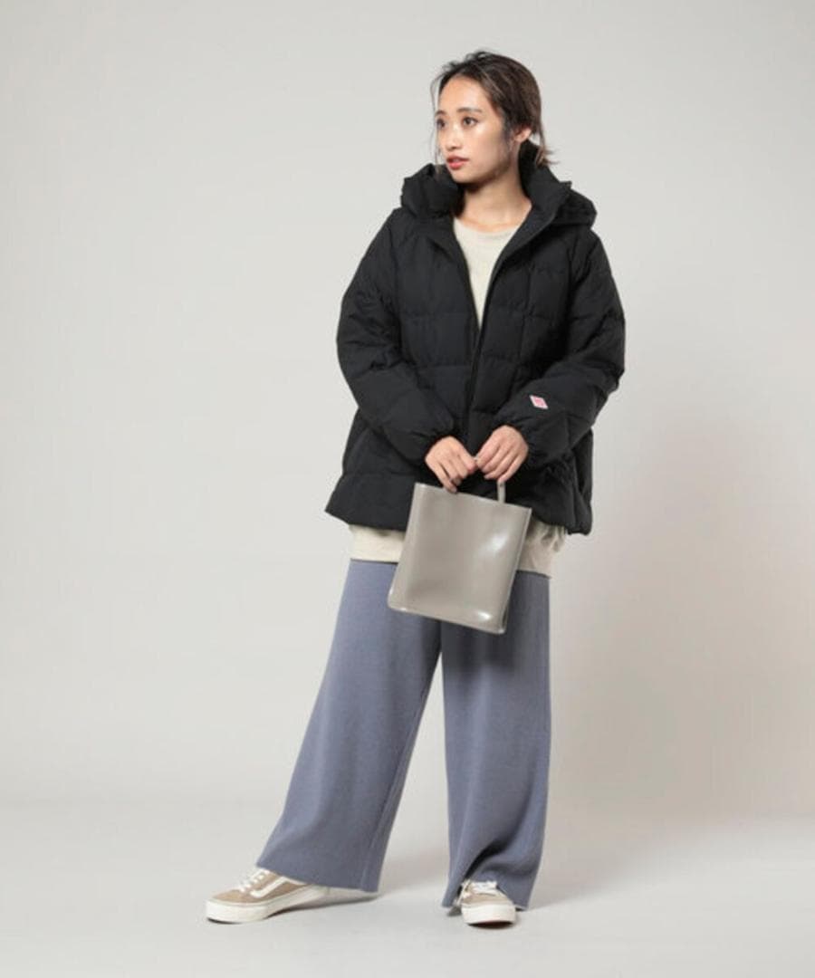 DANTON ホワイトグース ダウンジャケット スクエアキルト ブラック