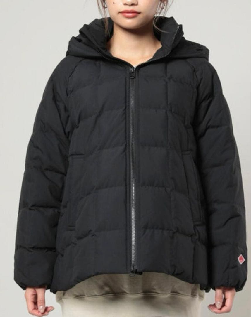 DANTON ホワイトグース ダウンジャケット スクエアキルト ブラック