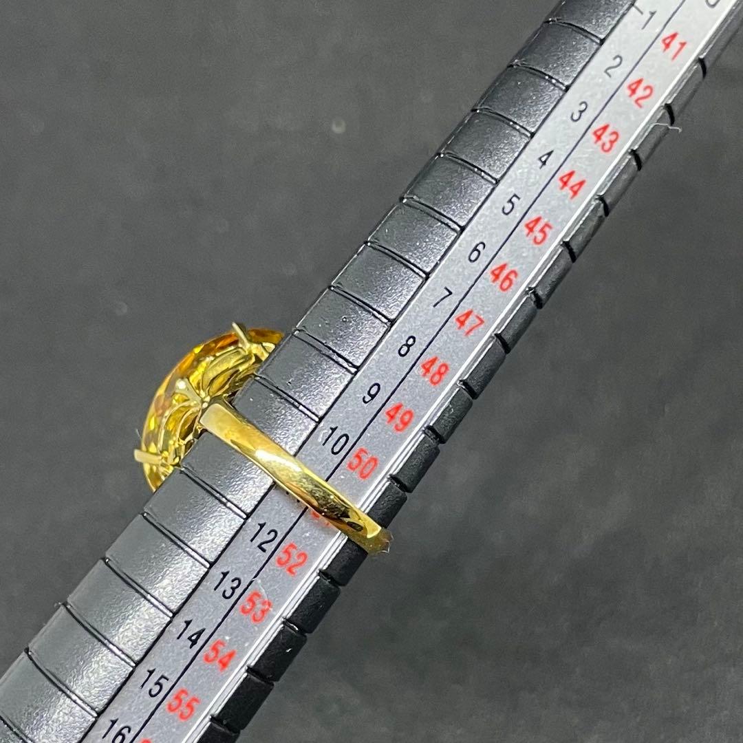 【美品！保証書付】K18 大粒シトリン•トパーズリング 15ct 11号 楕円形