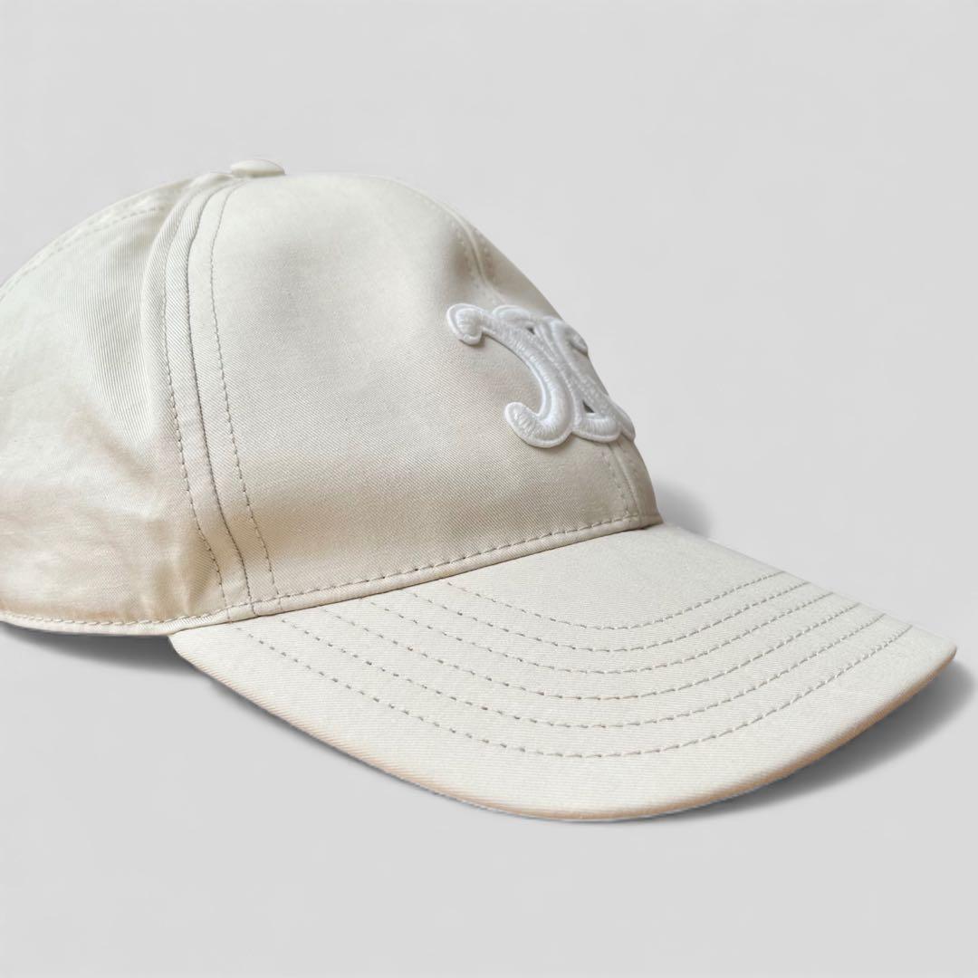 美品 セリーヌ トリオンフ キャップ バニラ ベージュ 帽子 L CELINE
