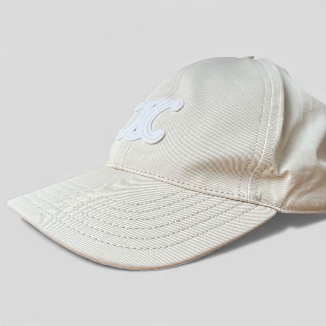 美品 セリーヌ トリオンフ キャップ バニラ ベージュ 帽子 L CELINE