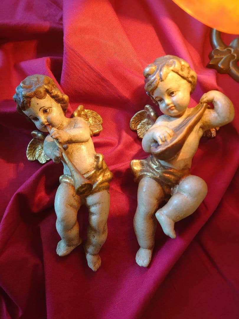アンティーク オーストリア 天使ペア 壁飾り