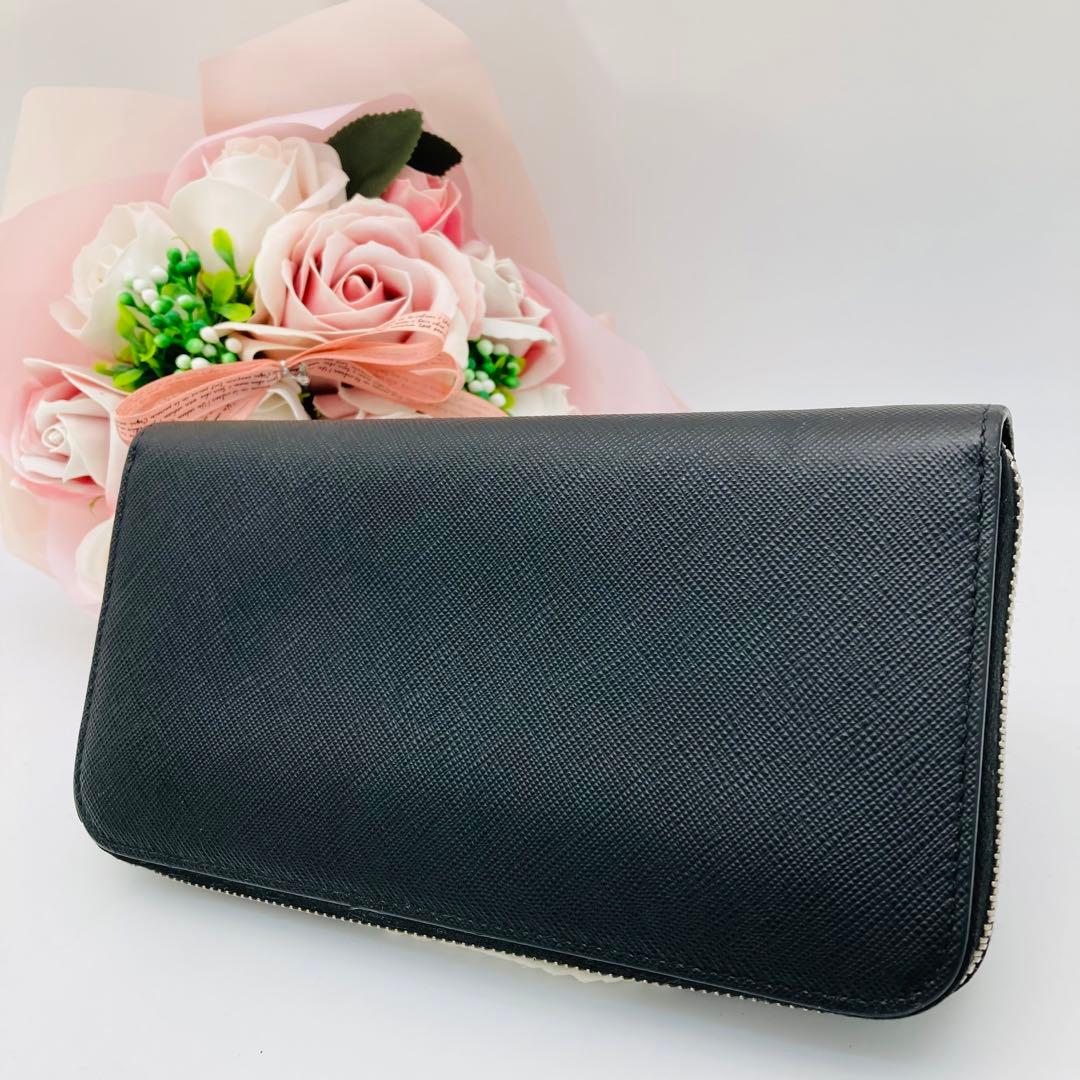 美品 PRADA プラダ サフィアーノ ラウンドジップ 長財布 女 男 548
