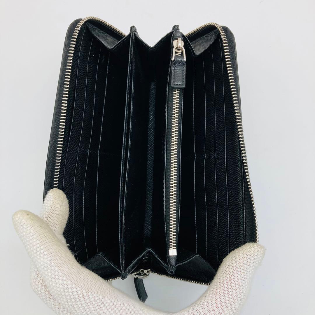 美品 PRADA プラダ サフィアーノ ラウンドジップ 長財布 女 男 548