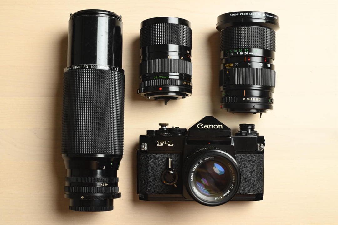フィルム実写済み　Canon F-1 前期　レンズ5本セット