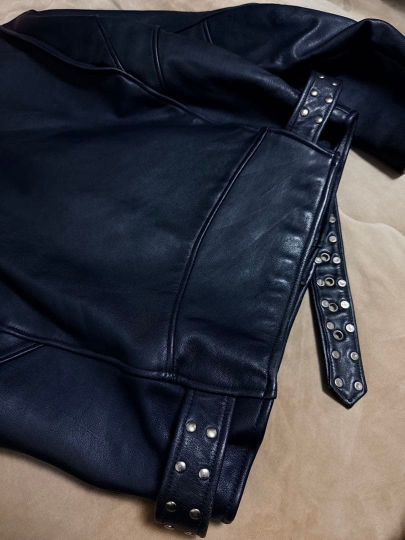 美品 FOUR SKULL 鋲ジャン スタッズ レザーダブルライダースジャケット