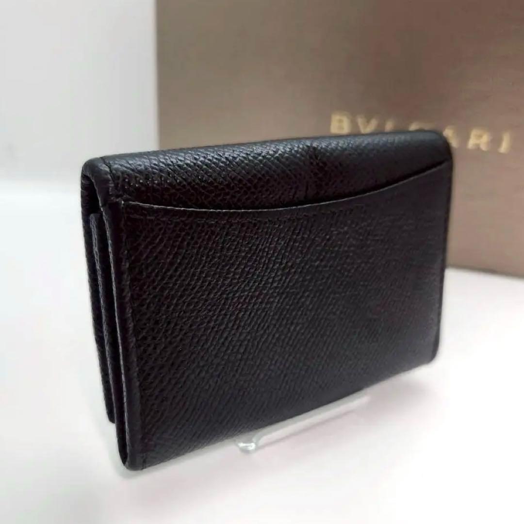 極美品 BVLGARI ブルガリ ロゴクリップ ケース ブラック　レザー