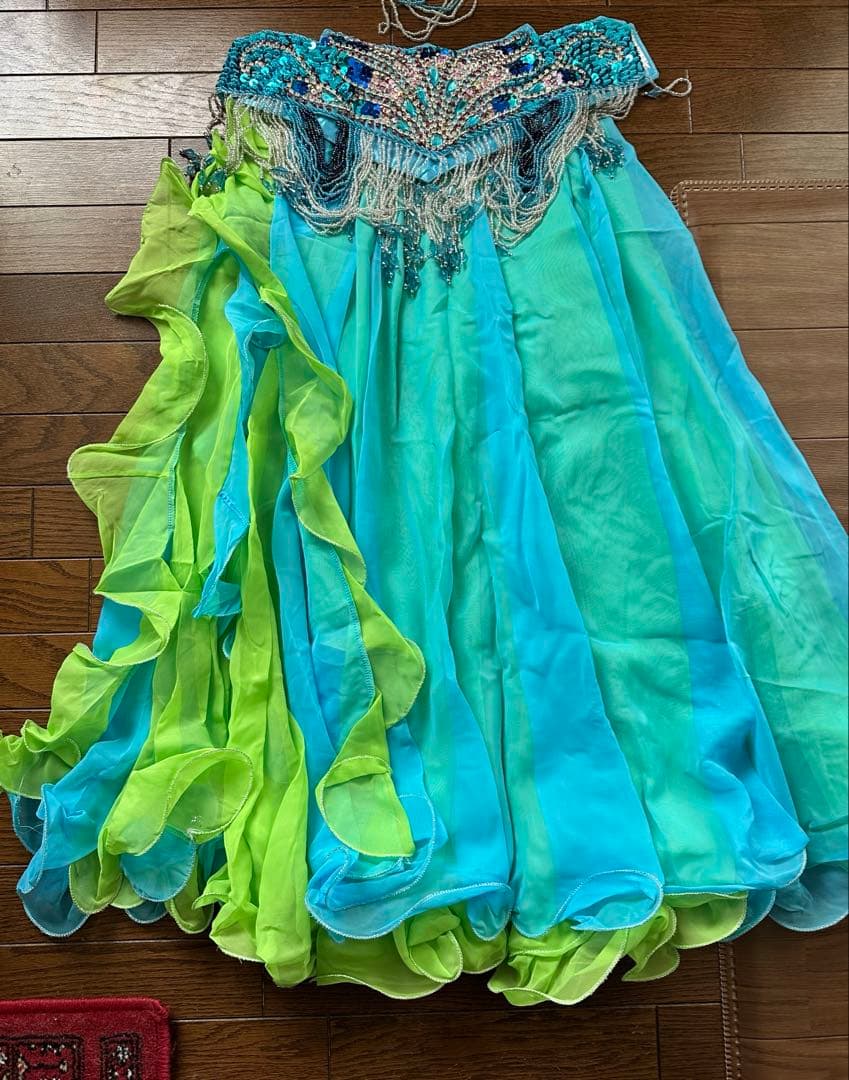 ベリーダンス セットアップ 青と緑