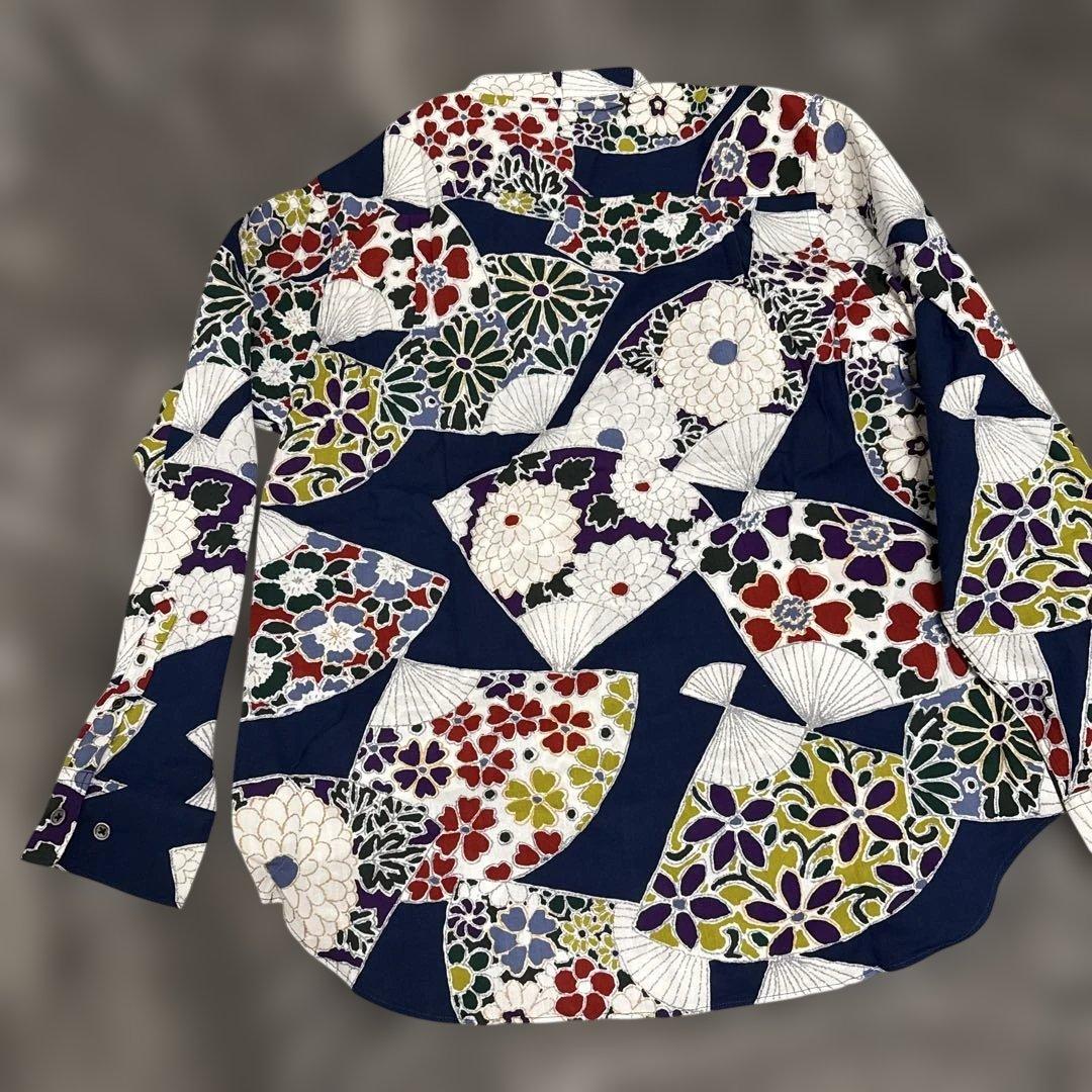 SOU・SOU ソウソウ 高島縮 スタンドカラーシャツ 扇 男女兼用L 新品