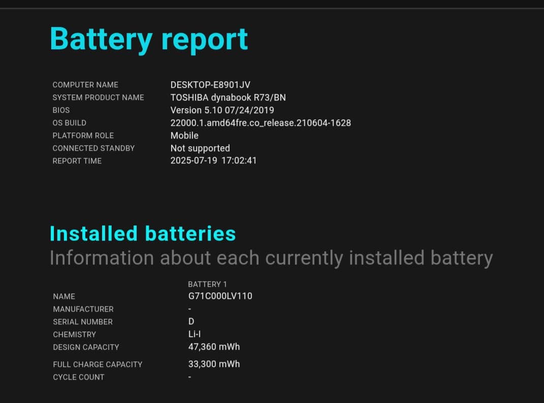 dynabookR73 gen7-i5 Win11メモリ16G SSD256G