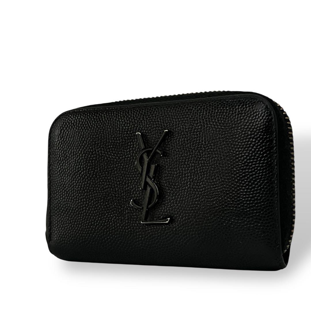 イヴサンローラン　ケース　ラウンドファスナー　YSLロゴ　小銭入れ　レザー
