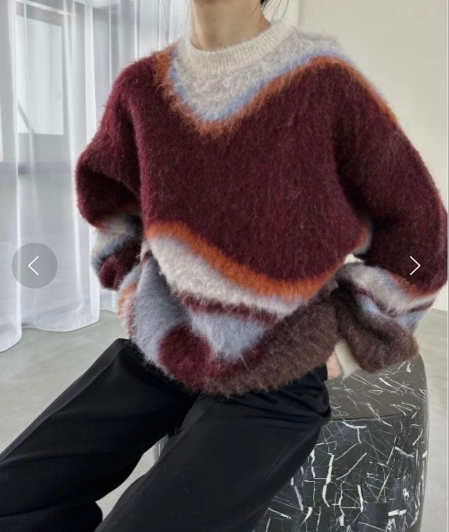 トップス BODY LINE ABORIGINE ART KNIT TOP