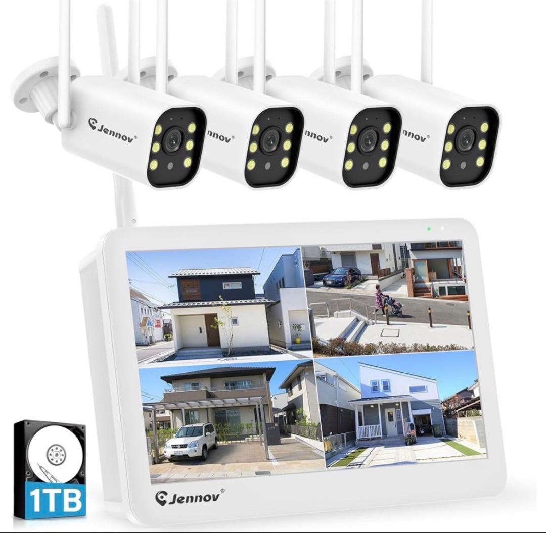 4台 防犯カメラ 屋外 IP66防水防塵 500万画素 超高画素 モニター