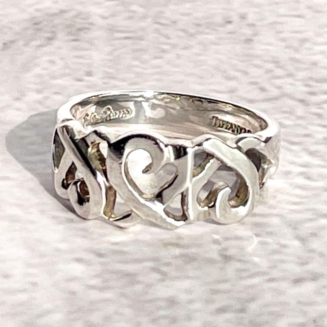 ティファニー トリプルラビングハートリング sv925 シルバー 指輪 14号