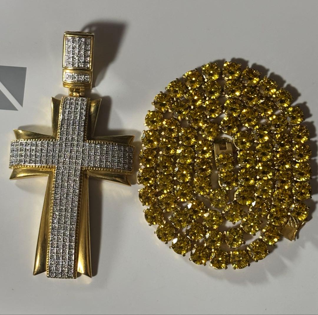 pimpcode 特大クロストップ ネックレス b-boy ロングテニスチェーン