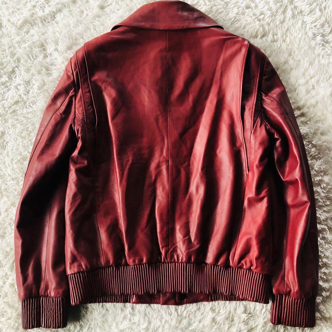 希少色✨美品 ポールスミス ラムレザージャケット 羊革 艶感 ワインレッド M