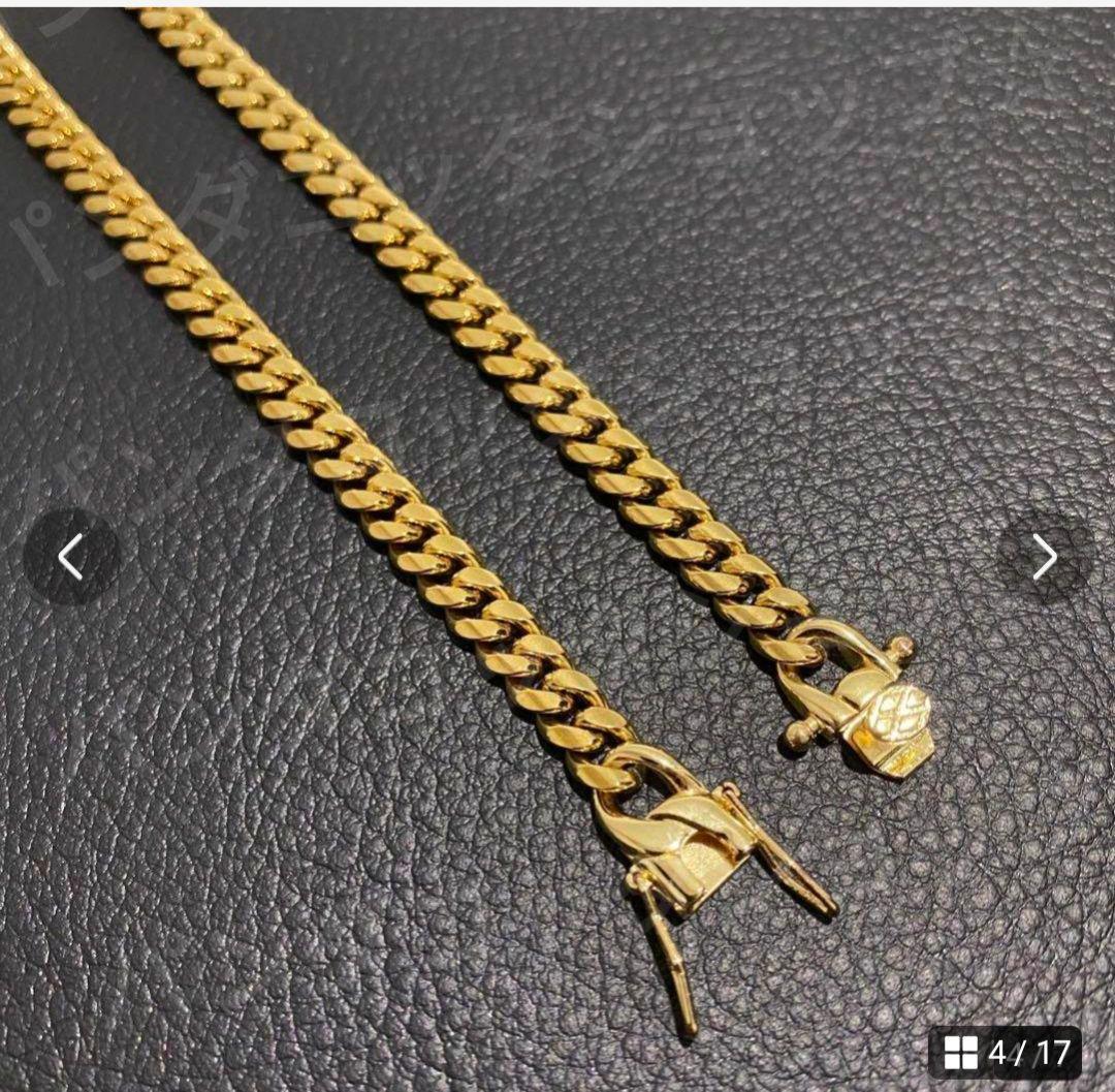 10mm 60cm 金ネックレス 18kゴールド ダブルセーフティ新品