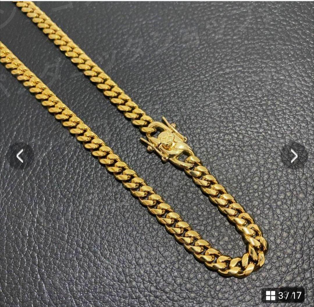 10mm 60cm 金ネックレス 18kゴールド ダブルセーフティ新品