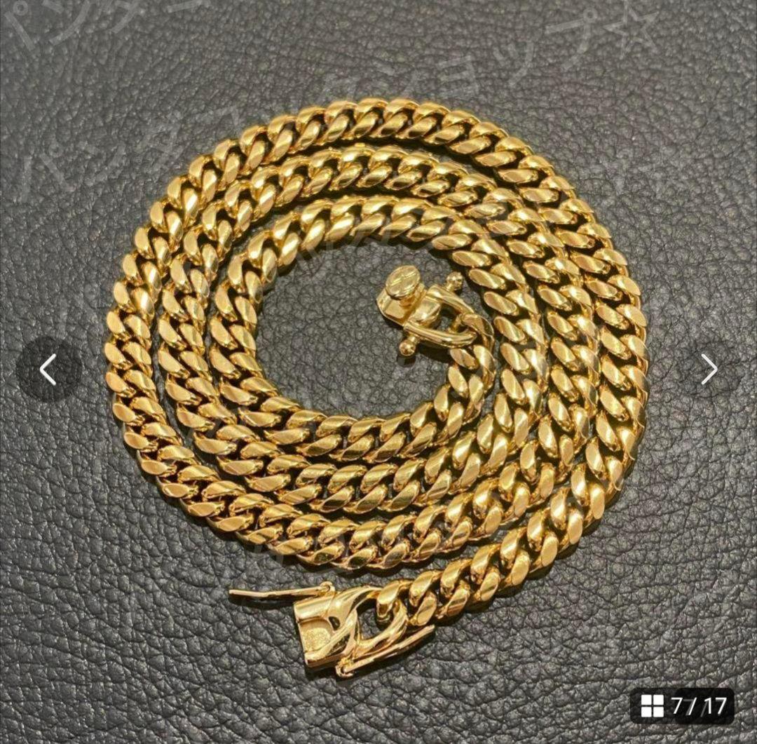 10mm 60cm 金ネックレス 18kゴールド ダブルセーフティ新品