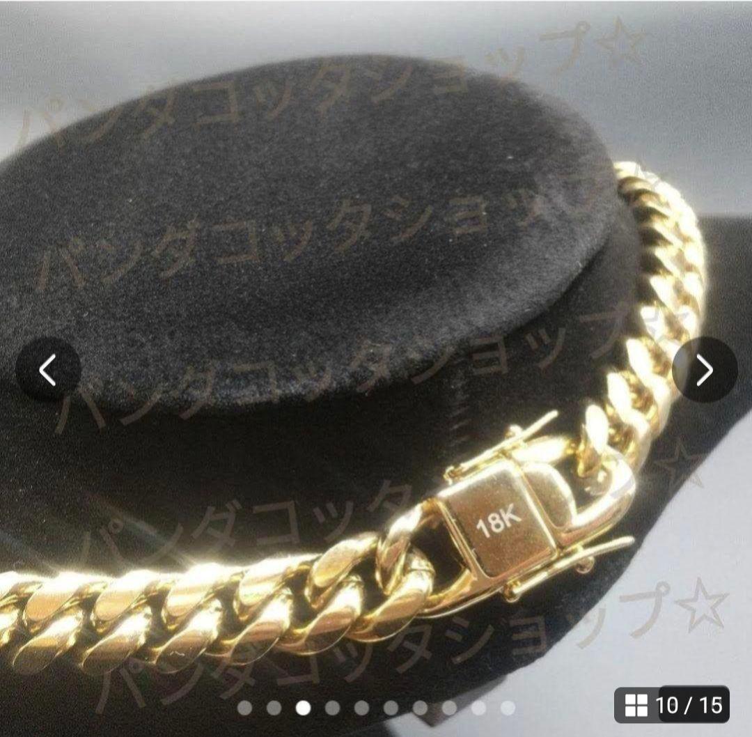 10mm 60cm 金ネックレス 18kゴールド ダブルセーフティ新品