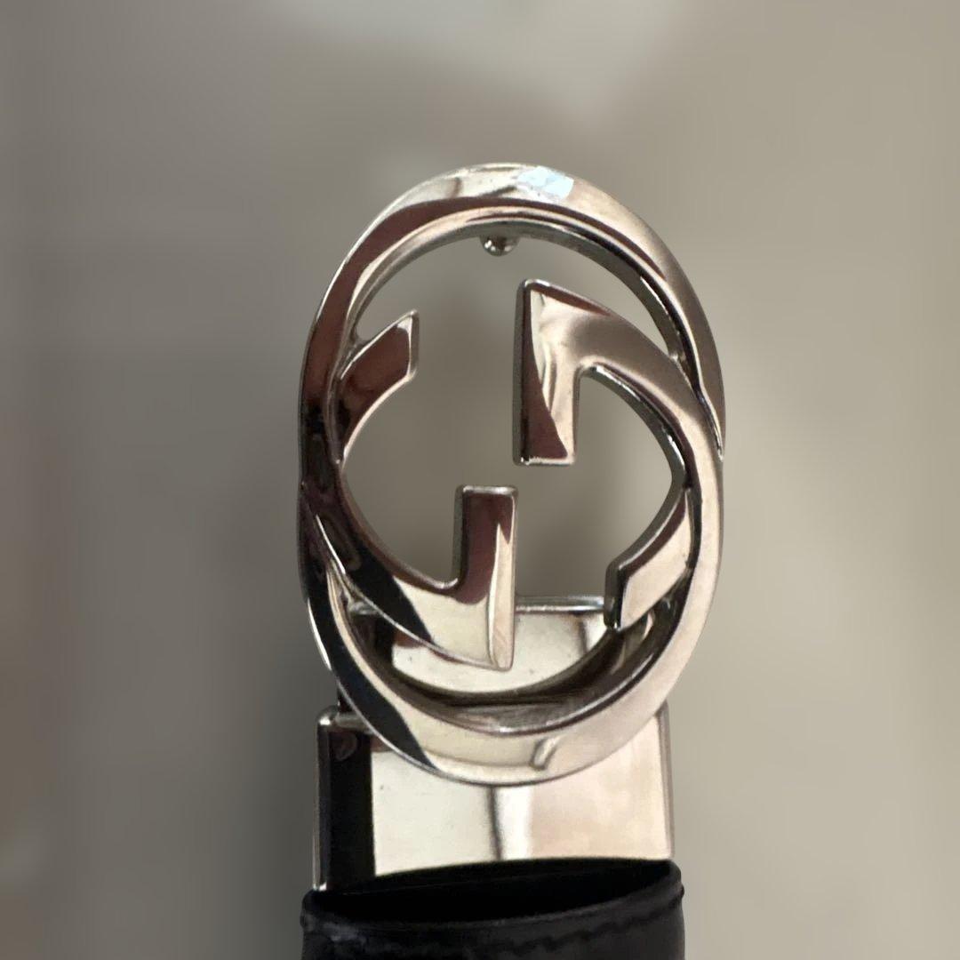 GUCCI グッチ Ladys ブラックレザーベルト ダブルGロゴ