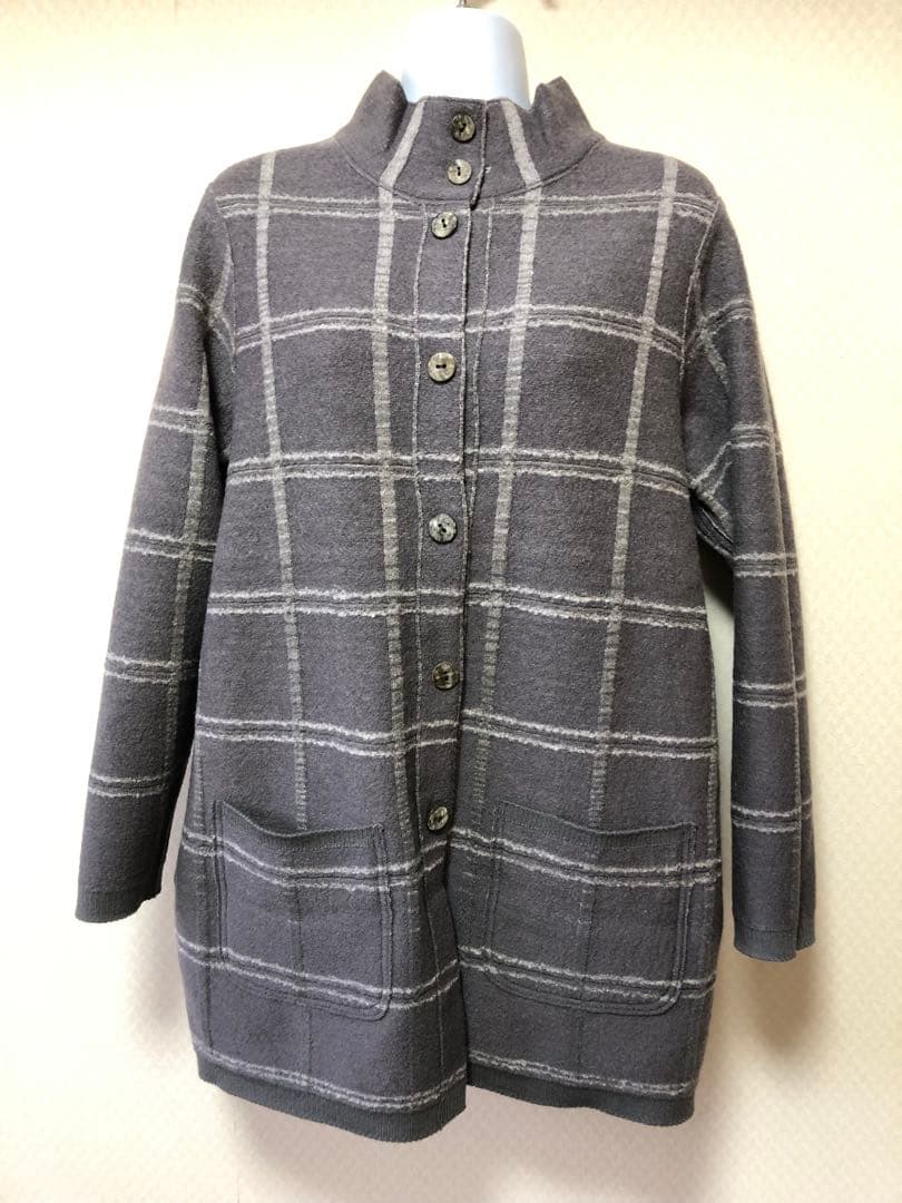 未使用☆iines☆佐藤繊維☆リバーシブル☆ウール☆コート☆カーディガン☆グレー