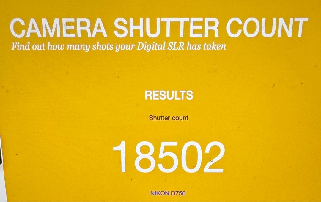 ■ ショット数18,502回 ■ Nikon D750 ボディ