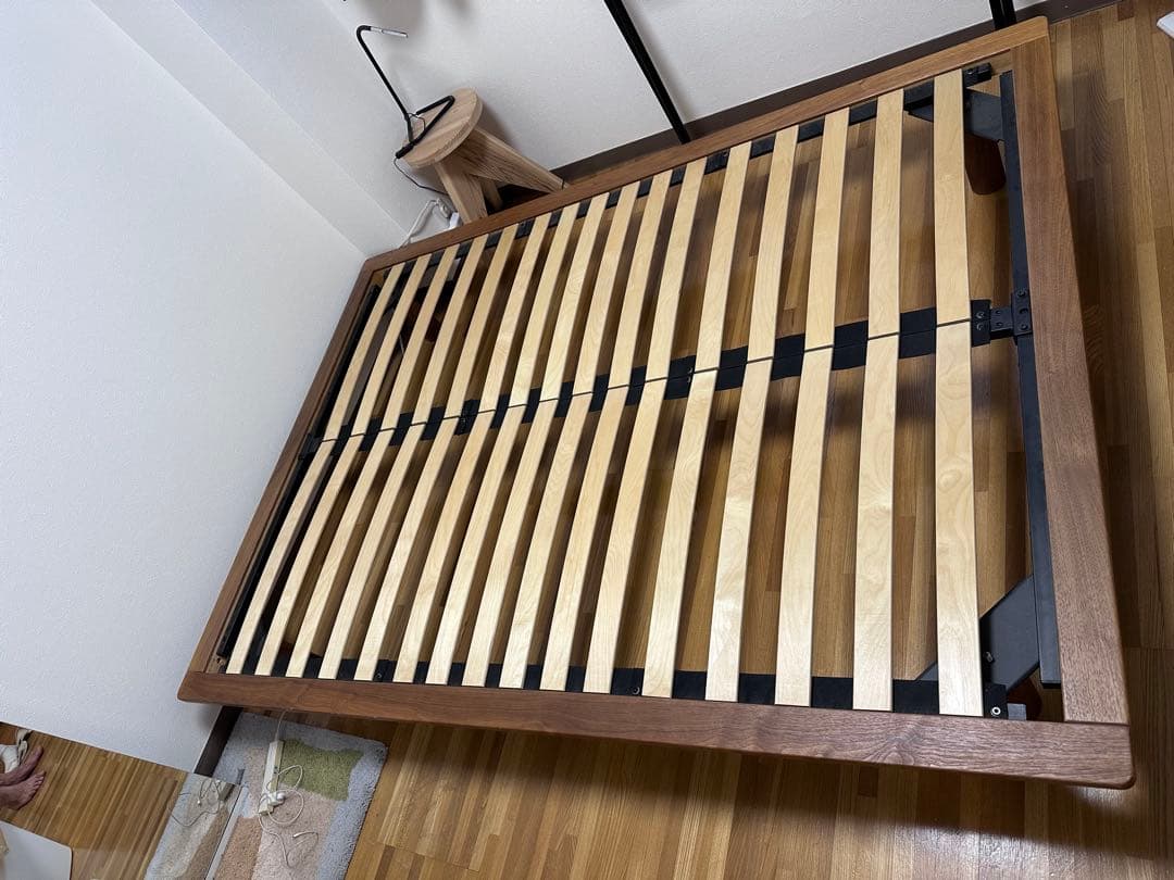 無印良品　ダブルベッド フレーム　ウォールナット