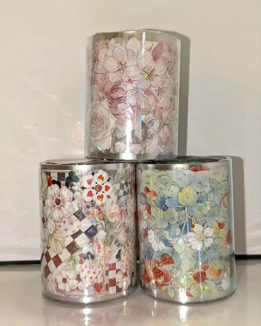 【バラ売りOK】苺＆花柄マスキングテープ 巻売り 3個セット