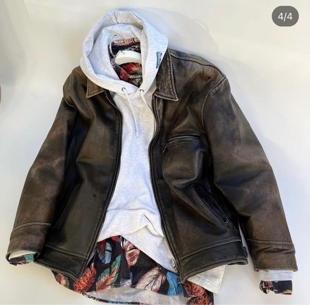 Gerald 購入UKレザー ヴィンテージシングルライダースジャケット