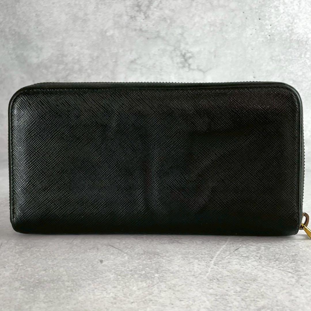 PRADA サフィアーノ ラウンドファスナー プラダロゴ 長財布 ブラック 黒