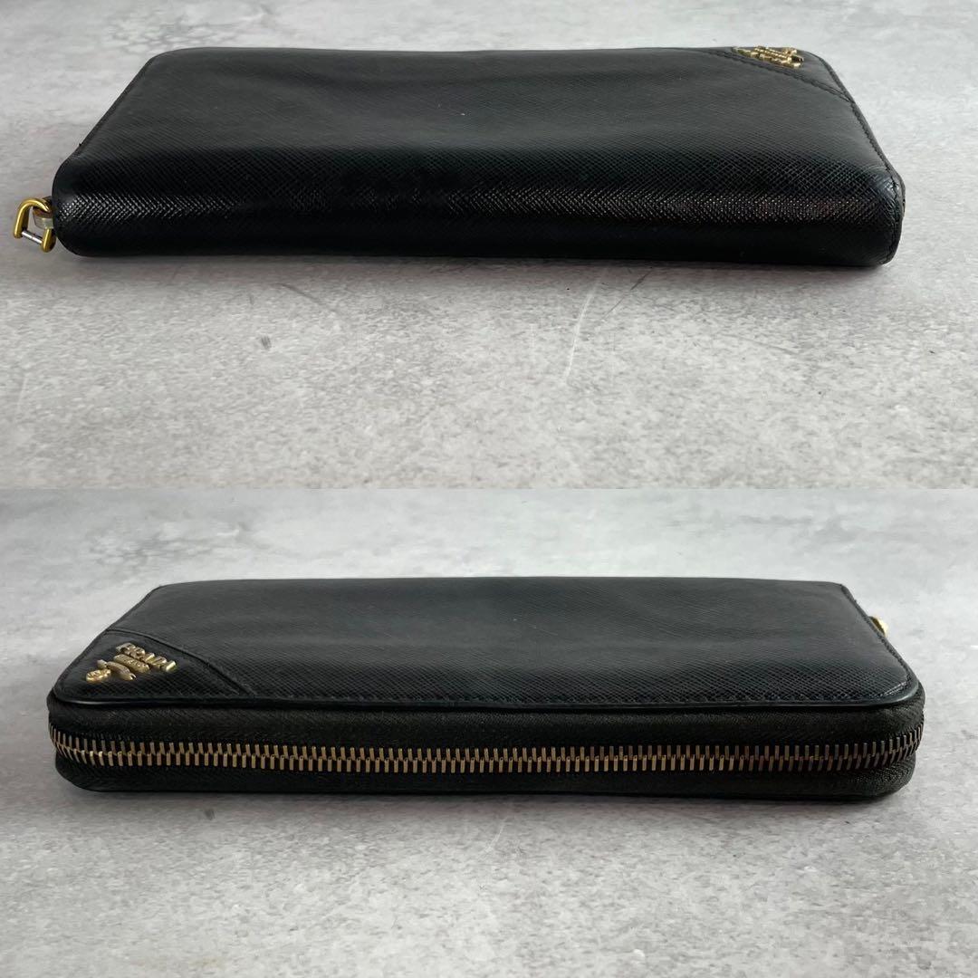 PRADA サフィアーノ ラウンドファスナー プラダロゴ 長財布 ブラック 黒