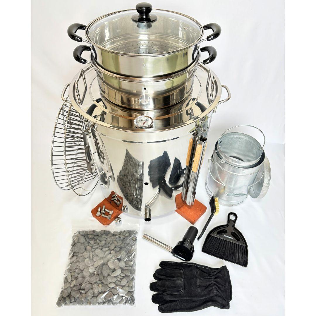 【炭✕石】壺いらずのステンレス焼き芋機 炭火 業務用 マニュアル＆保証書付き