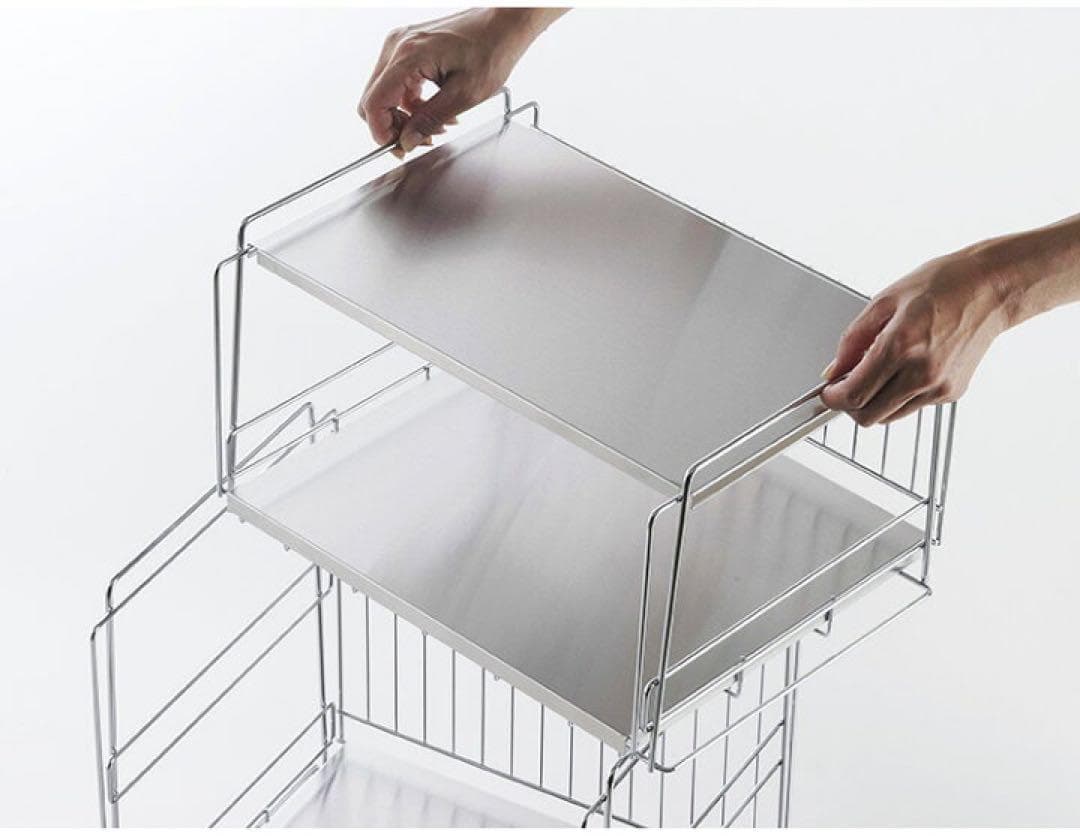 44736 ステンレス棚のスタッキングワゴン2段