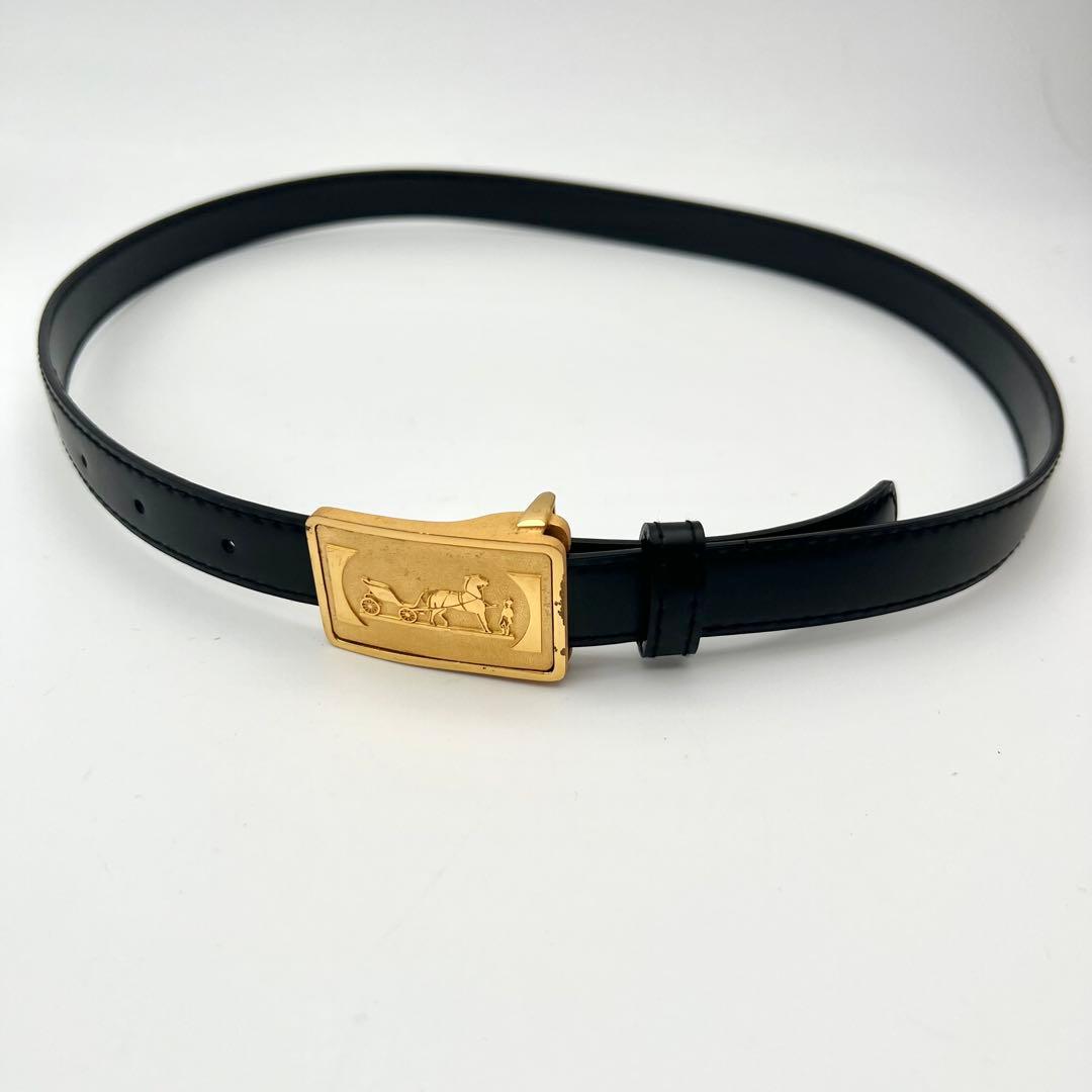 美品✨　新品ベルト　エルメス　馬車ロゴ　ベルト　　ゴールド　ブラック　レザー