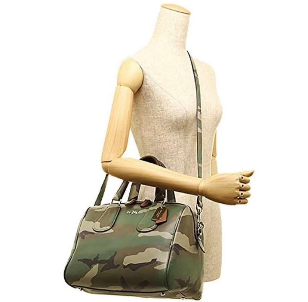 COACHコーチ サリーサッチェル カモフラージュ 2WAYバッグ 迷彩 レザー