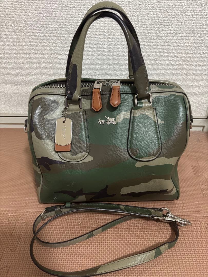 COACHコーチ サリーサッチェル カモフラージュ 2WAYバッグ 迷彩 レザー