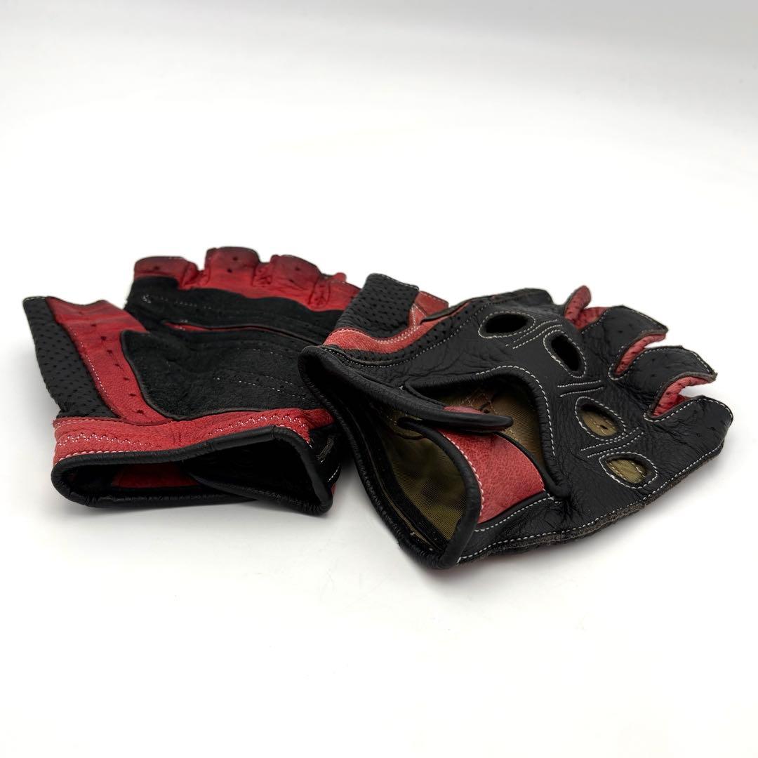 CACAZAN ドライビンググローブ DDR-071R(鹿革)ブラック×レッドL