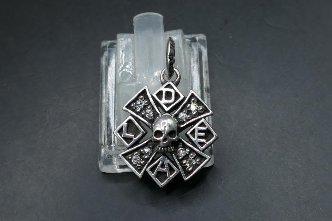 美品　ディールデザイン　クロス　スカル　ネックレス　トップ　ジルコニア