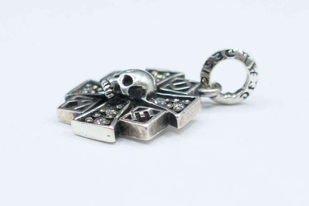 美品　ディールデザイン　クロス　スカル　ネックレス　トップ　ジルコニア