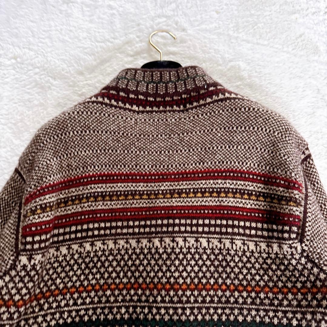 【ポロスポーツラルフローレン】ウールシルク 総柄ジップアップニットジャケット L