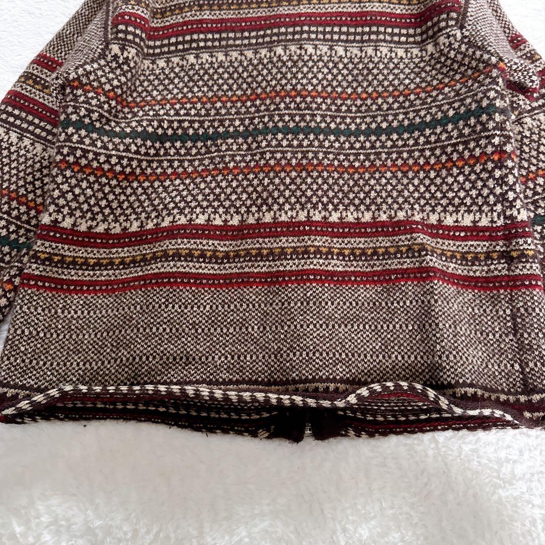 【ポロスポーツラルフローレン】ウールシルク 総柄ジップアップニットジャケット L