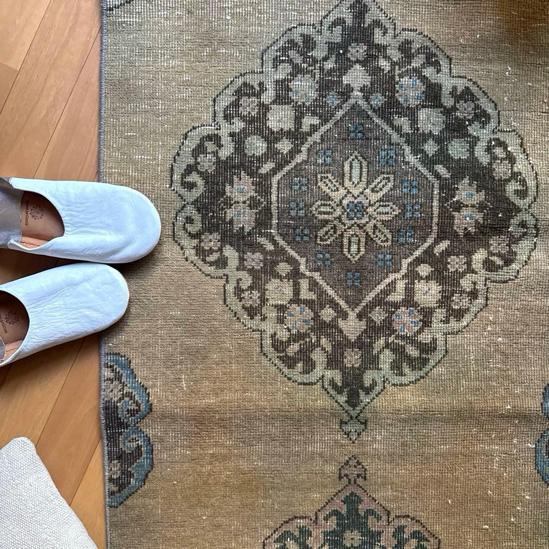 専用ページ　67×139 カーキベージュ　色褪せカラー　トルコヴィンテージラグ